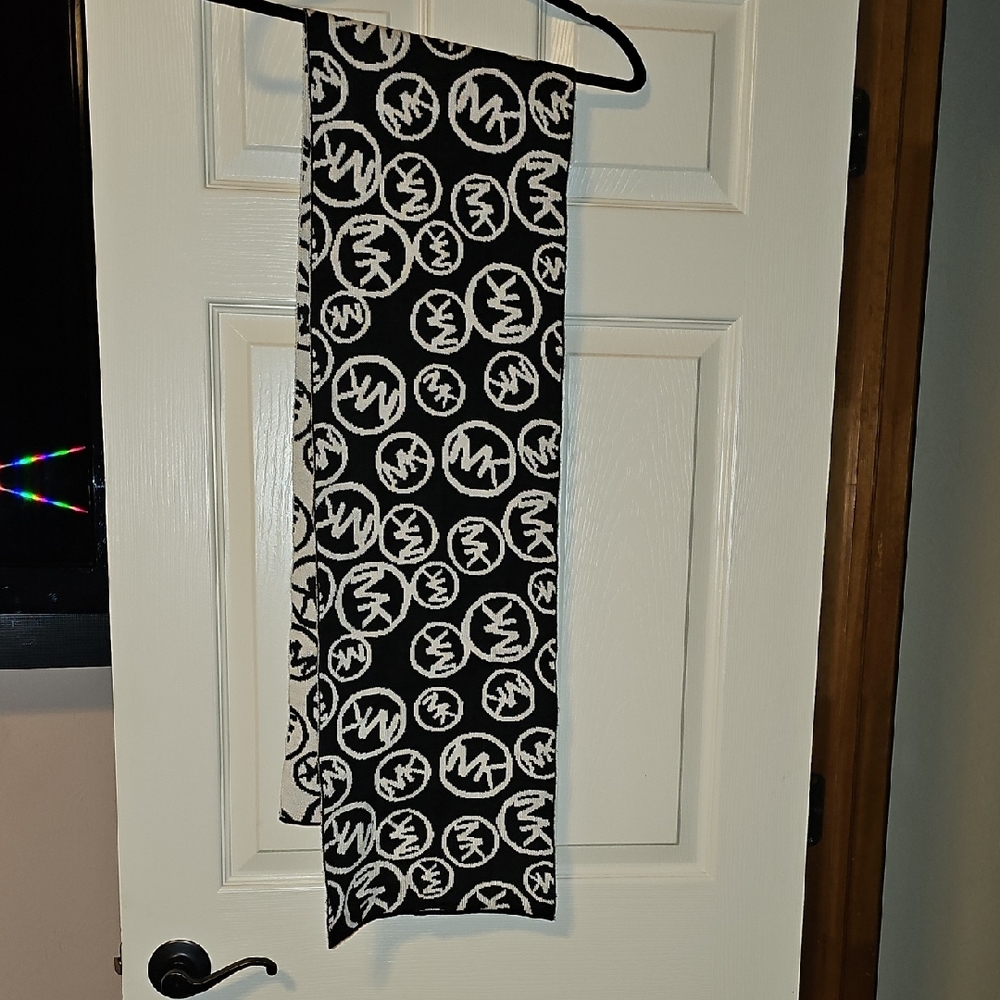 Michael Kors Black and White Logo Scarf